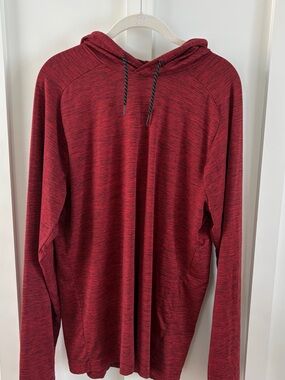 Men’s Dark Red Heather Hoodie | Size Small | Lightweight Pullover Sweatshirt